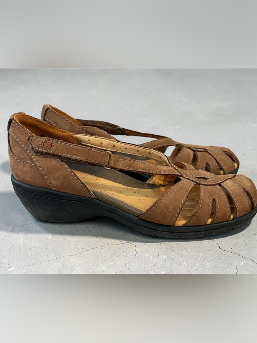Clarks Tan and Brown Strappy Sandals